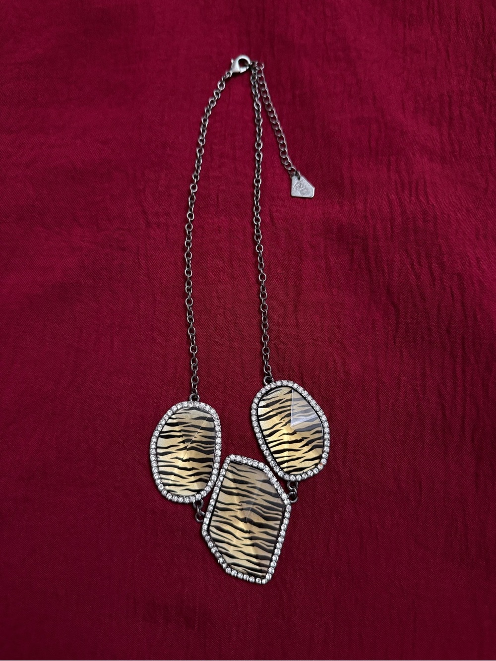 Park Lane Clear Lucite Tiger Stripe Rhinestone Necklace